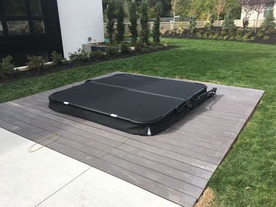 Hot tub built into deck