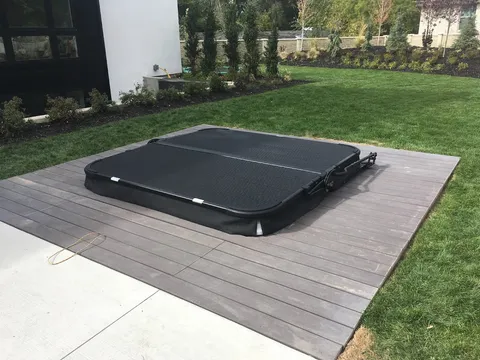 Hot tub built into deck